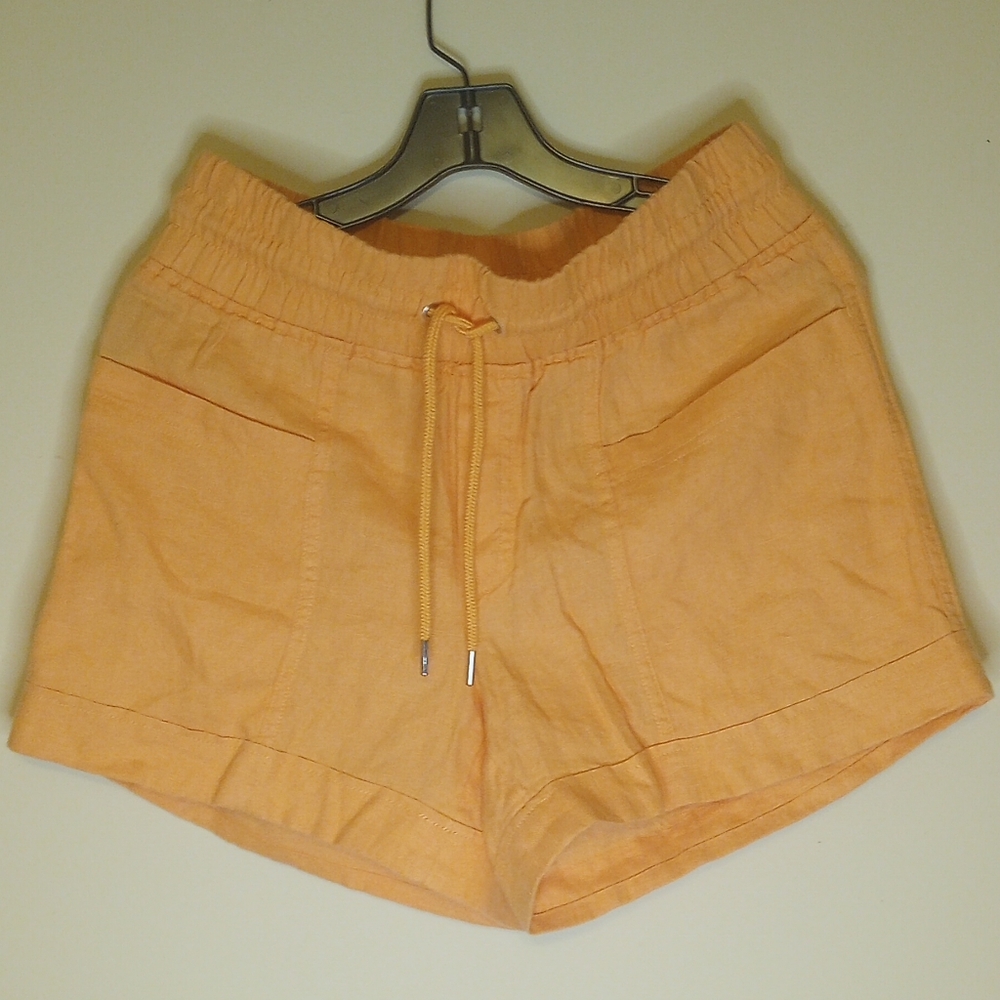 Athleta Linen Peach Colored Shorts Size 4 Natural Fabric